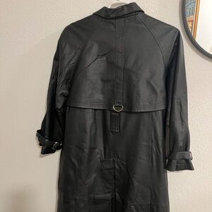 Women long leather coat